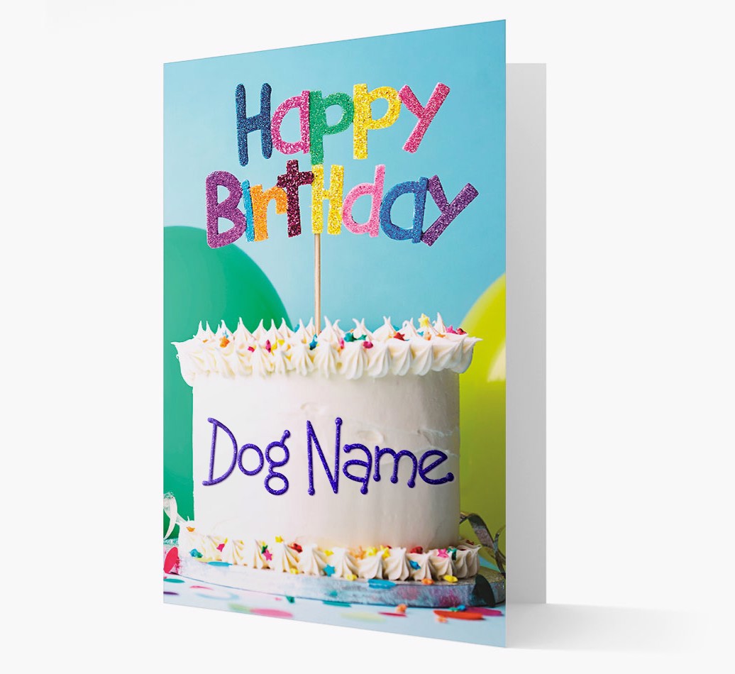 'Happy Birthday Cake' - Personalized {breedFullName} Card Front